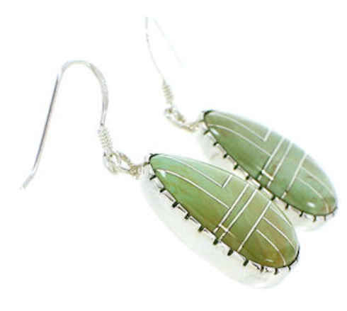 Southwest Turquoise Inlay Hook Dangle Earrings BW74384